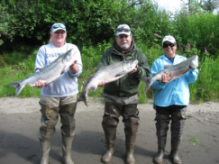 Lynn, Tony and Belinda show off their Deshka River Chum Salmon