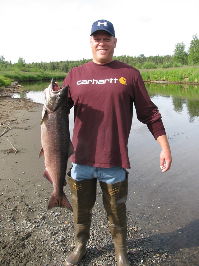 Jeff catches a nice King at the No Name Pool on the Deshka