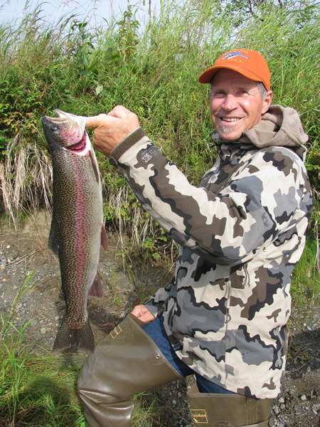 Joel catches a nice fat Deshka River Rainbow